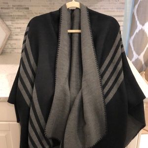 Black and Gray reversible poncho
